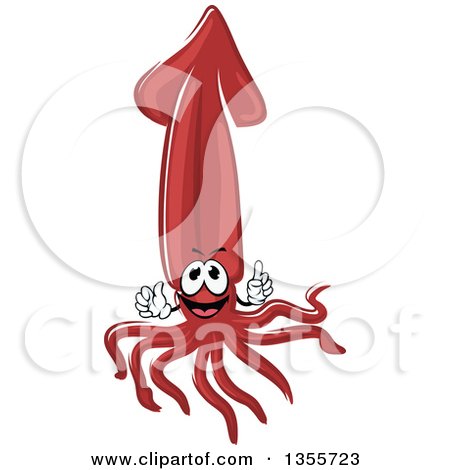 Clipart of a Cartoon Red Squid Character - Royalty Free Vector Illustration by Vector Tradition SM