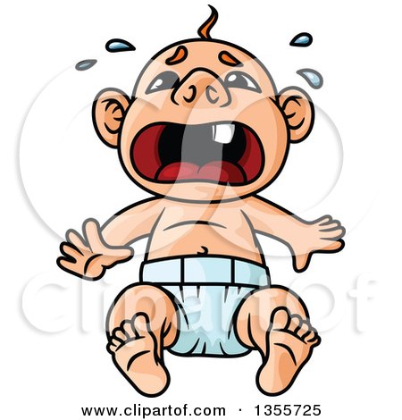 Clipart of a White Baby Boy Crying - Royalty Free Vector Illustration by Vector Tradition SM