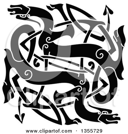 Clipart of a Black Celtic Dragons Knot - Royalty Free Vector Illustration by Vector Tradition SM