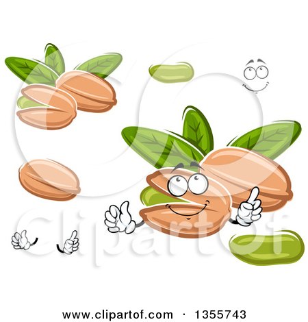 Clipart of a Cartoon Face, Hands and Pistachio Nuts - Royalty Free Vector Illustration by Vector Tradition SM