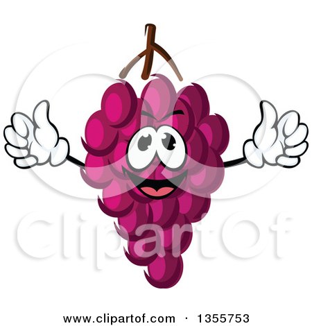 Clipart of a Cartoon Purple Grapes Character - Royalty Free Vector Illustration by Vector Tradition SM