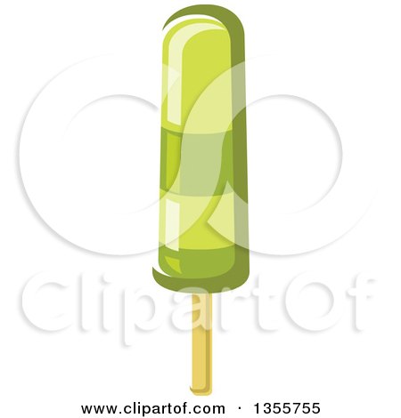 Clipart of a Cartoon Lime Popsicle - Royalty Free Vector Illustration by Vector Tradition SM