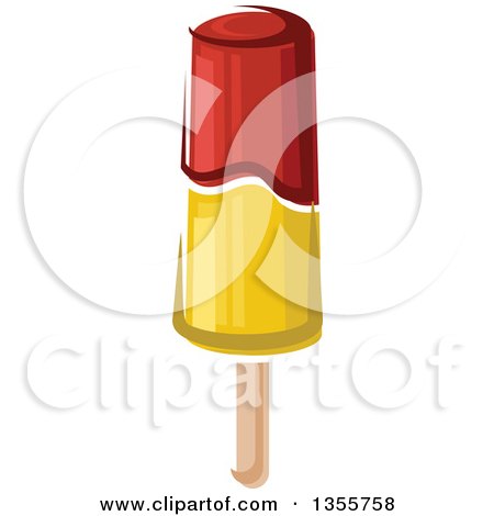 Clipart of a Cartoon Red and Yellow Popsicle - Royalty Free Vector Illustration by Vector Tradition SM