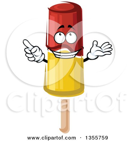 Clipart of a Cartoon Red and Yellow Popsicle Character - Royalty Free Vector Illustration by Vector Tradition SM