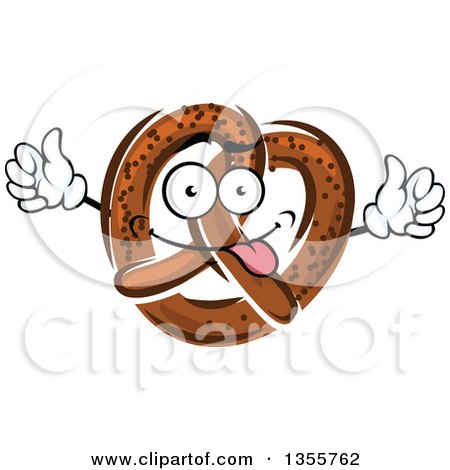 Clipart of a Cartoon Goofy Soft Pretzel Character - Royalty Free Vector Illustration by Vector Tradition SM