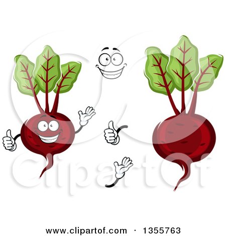 Clipart of a Cartoon Face, Hands and Beets - Royalty Free Vector Illustration by Vector Tradition SM
