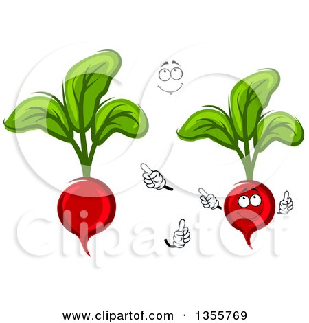 Clipart of a Cartoon Face, Hands and Radishes - Royalty Free Vector Illustration by Vector Tradition SM