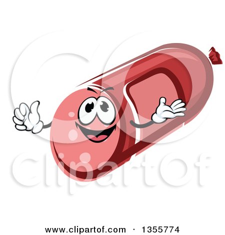 Clipart of a Cartoon Salami or Sausage Character - Royalty Free Vector Illustration by Vector Tradition SM