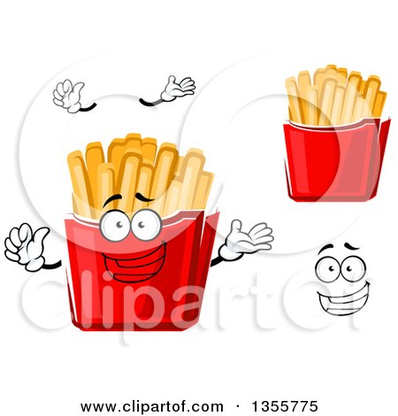 Clipart of a Cartoon Face, Hands and French Fries - Royalty Free Vector Illustration by Vector Tradition SM