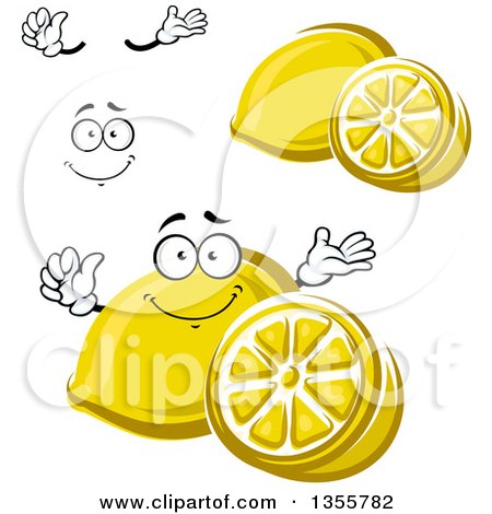 Clipart of a Cartoon Face, Hands and Lemons - Royalty Free Vector Illustration by Vector Tradition SM