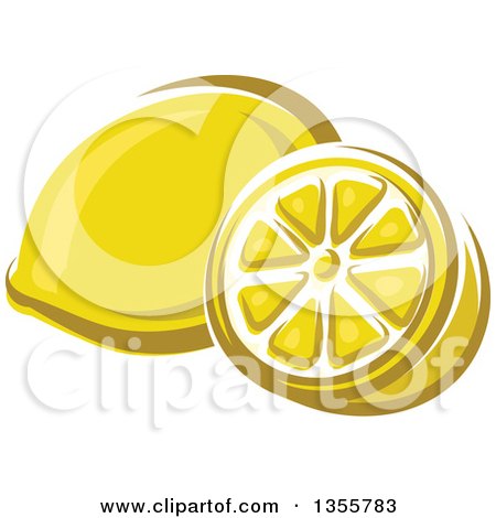 Clipart of a Cartoon Whole and Half Lemon - Royalty Free Vector Illustration by Vector Tradition SM