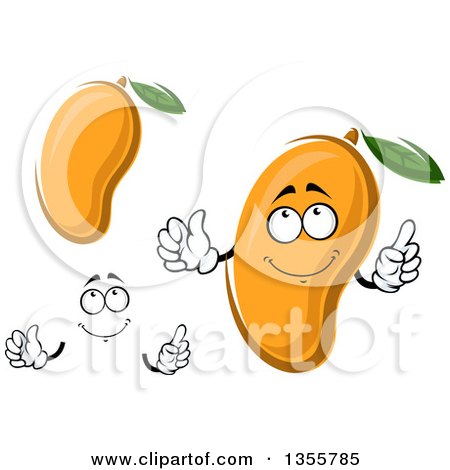 Clipart of a Cartoon Happy Face, Hands and Mangoes - Royalty Free Vector Illustration by Vector Tradition SM