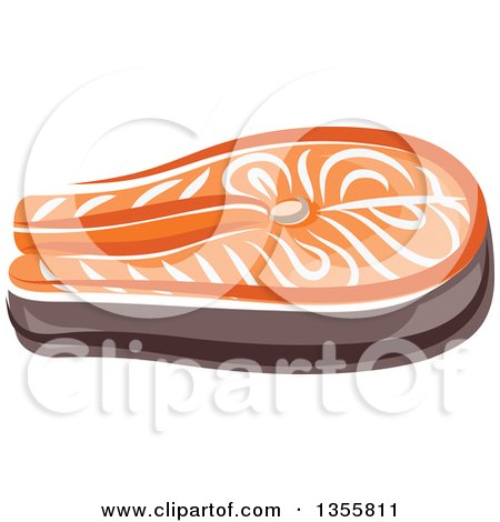 Clipart of a Cartoon Salmon Steak - Royalty Free Vector Illustration by Vector Tradition SM