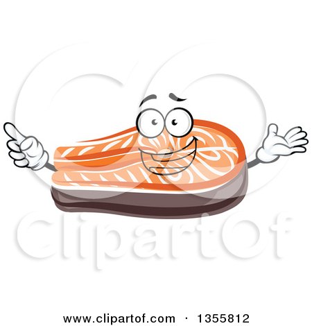 Clipart of a Cartoon Salmon Steak Character - Royalty Free Vector Illustration by Vector Tradition SM