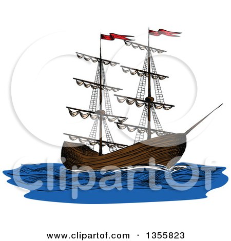 Clipart of a Sketched Ship - Royalty Free Vector Illustration by Vector Tradition SM