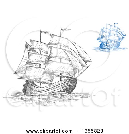Clipart of Sketched Ships - Royalty Free Vector Illustration by Vector Tradition SM