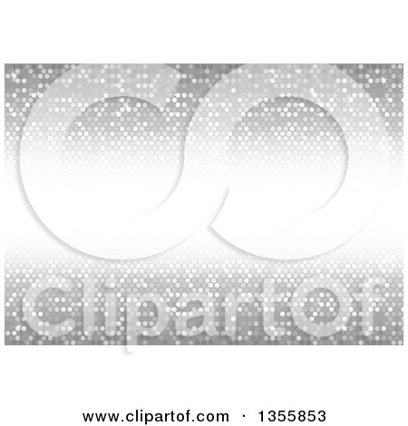 Clipart of a Background of Shiny Silver Mosaic and a White Center - Royalty Free Vector Illustration by dero