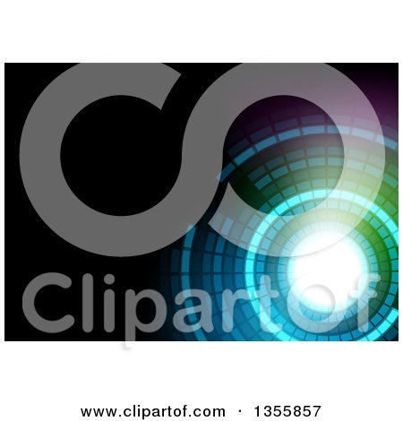 Clipart of a Background of an Abstract Circle of Blue and Green Lights and a Bright Center on Black - Royalty Free Vector Illustration by dero