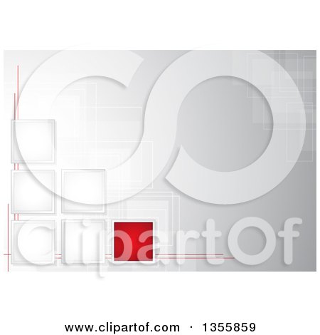 Clipart of a Background of Gray and Red Squares and Lines - Royalty Free Vector Illustration by dero