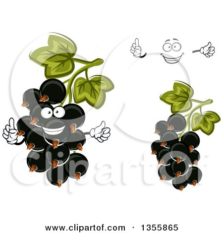 Clipart of a Cartoon Happy Face, Hands and Black Currant Berries - Royalty Free Vector Illustration by Vector Tradition SM
