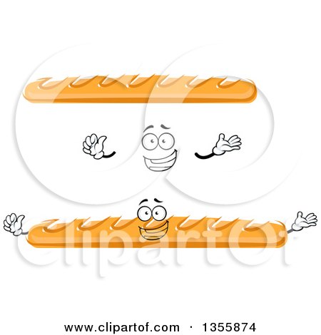 Clipart of a Cartoon Happy Face, Hands and Baguette Bread - Royalty Free Vector Illustration by Vector Tradition SM