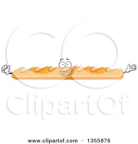 Clipart of a Cartoon Baguette Bread Character - Royalty Free Vector Illustration by Vector Tradition SM