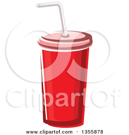 Clipart of a Cartoon Red Fountain Soda Cup - Royalty Free Vector Illustration by Vector Tradition SM