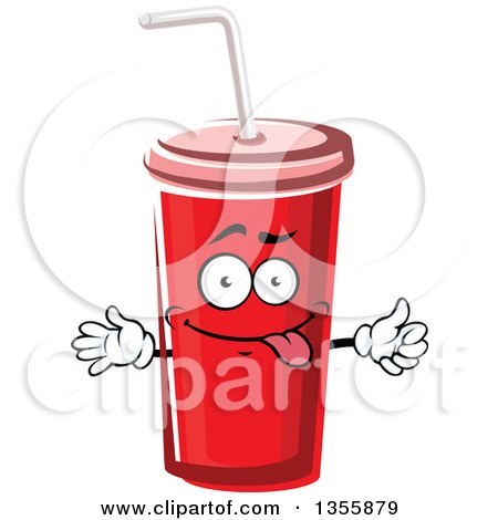 Clipart of a Cartoon Goofy Red Fountain Soda Cup Character - Royalty Free Vector Illustration by Vector Tradition SM