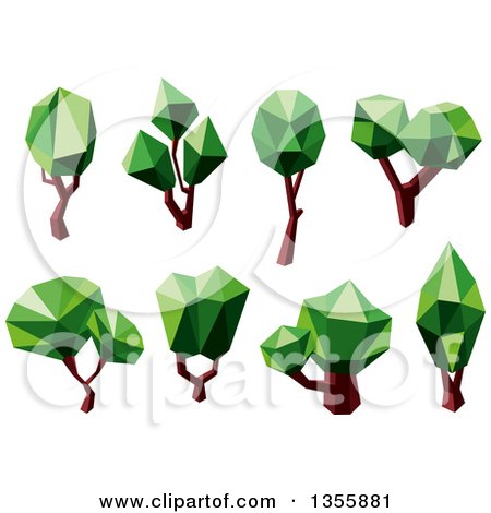 Clipart of Low Poly Geometric Trees - Royalty Free Vector Illustration by Vector Tradition SM