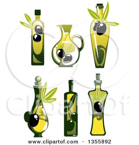 Clipart of Bottles of Olive Oil - Royalty Free Vector Illustration by Vector Tradition SM