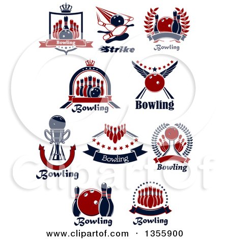 Clipart of Bowling Sports Designs with Text - Royalty Free Vector Illustration by Vector Tradition SM