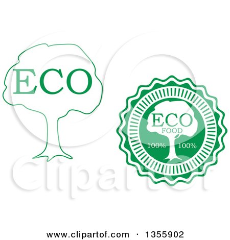 Clipart of Green and White Eco Tree and Food Designs - Royalty Free Vector Illustration by Vector Tradition SM