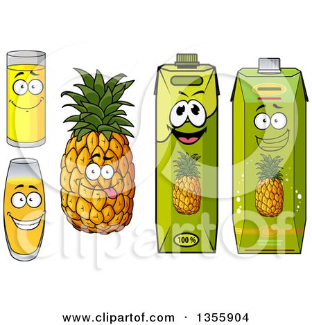 Clipart of a Goofy Pineapple and Juice Characters - Royalty Free Vector Illustration by Vector Tradition SM
