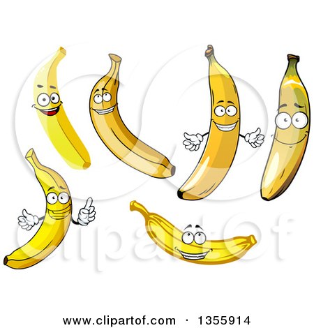Clipart of Cartoon Banana Characters - Royalty Free Vector Illustration by Vector Tradition SM