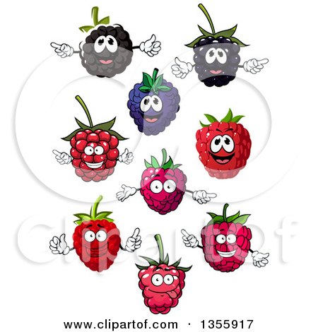 Clipart of Cartoon Blackberry and Raspberry Characters - Royalty Free Vector Illustration by Vector Tradition SM