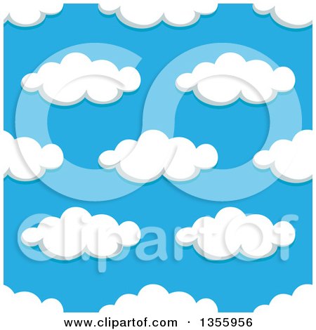 Clipart of a Seamless Pattern Background of Puffy Clouds in a Blue Sky - Royalty Free Vector Illustration by Vector Tradition SM