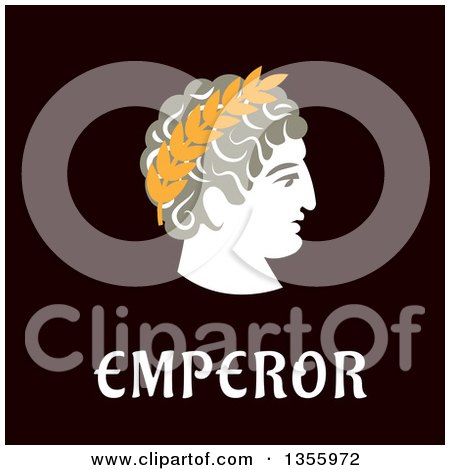 Clipart of a Flat Design Julius Caesar in Wreath over Text - Royalty Free Vector Illustration by Vector Tradition SM