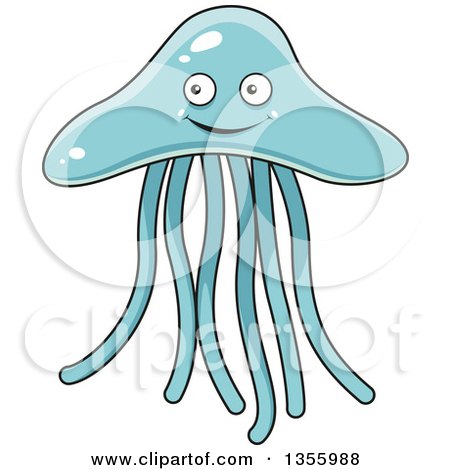 Clipart of a Happy Blue Jellyfish - Royalty Free Vector Illustration by Vector Tradition SM