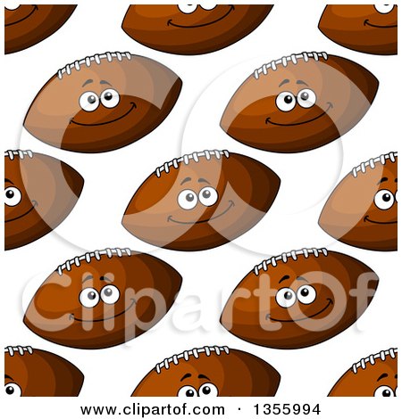 Clipart of a Background Pattern of Seamless Brown and White American Football Characters - Royalty Free Vector Illustration by Vector Tradition SM