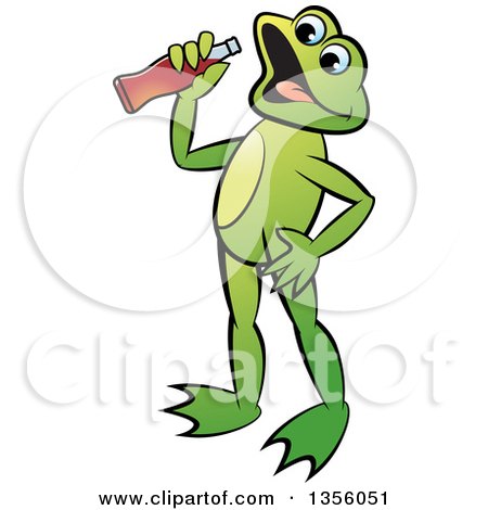 Clipart of a Cartoon Green Frog Drinking a Soda - Royalty Free Vector Illustration by Lal Perera