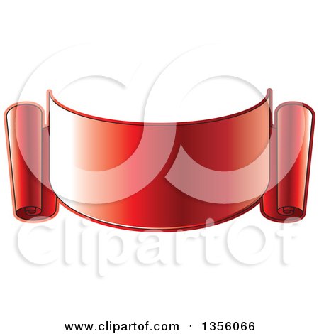 Clipart of a Gradient Reflective Red Ribbon Banner Scroll - Royalty Free Vector Illustration by Lal Perera