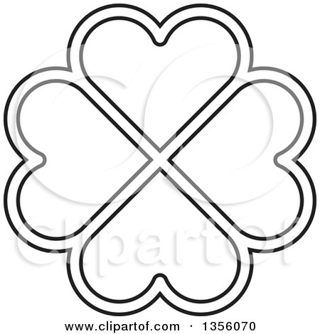 Clipart of a Black and White Flower Made of Heart Shaped Petals - Royalty Free Vector Illustration by Lal Perera