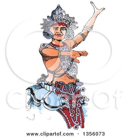 Clipart of a Hand Drawn Kandyan Dancer - Royalty Free Vector Illustration by Lal Perera