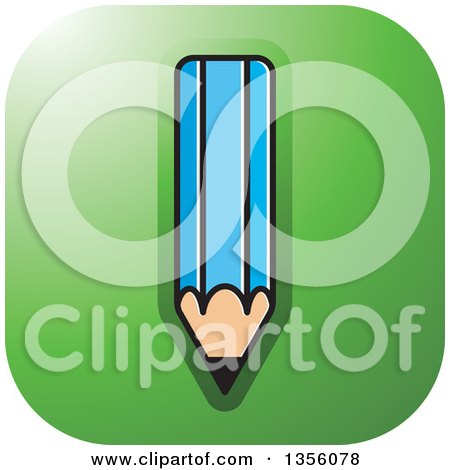 Clipart of a Green Square Pencil Icon with Rounded Corners - Royalty Free Vector Illustration by Lal Perera
