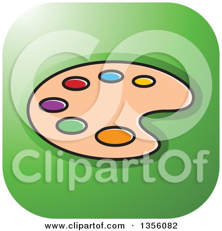 Clipart of a Green Square Palette Art Icon with Rounded Corners - Royalty Free Vector Illustration by Lal Perera