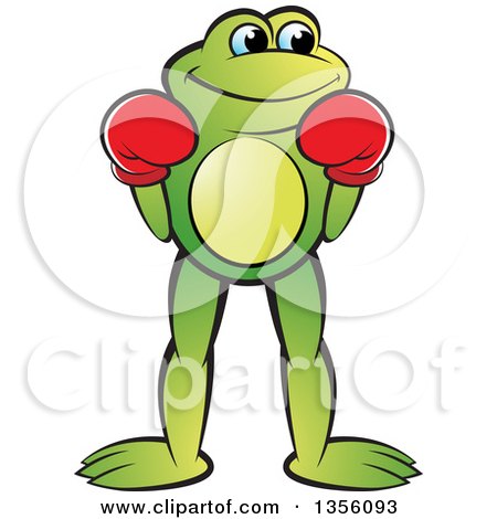 Clipart of a Cartoon Green Frog Boxer - Royalty Free Vector Illustration by Lal Perera