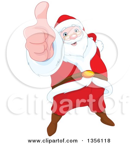 Clipart of a Happy Christmas Santa Claus Holding up a Thumb - Royalty Free Vector Illustration by Pushkin