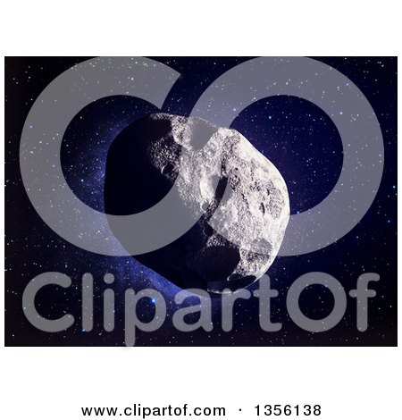Clipart of a 3d Asteroid in Outer Space - Royalty Free Illustration by Mopic