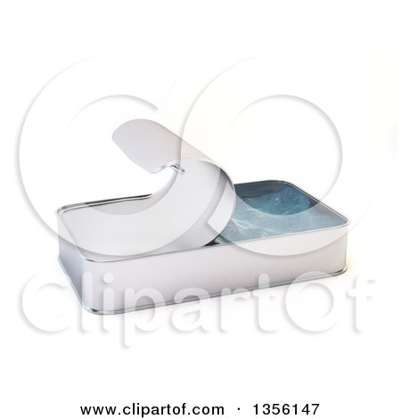 Clipart of a 3d Open Tin Can with Ocean Water, on a White Background - Royalty Free Illustration by Mopic