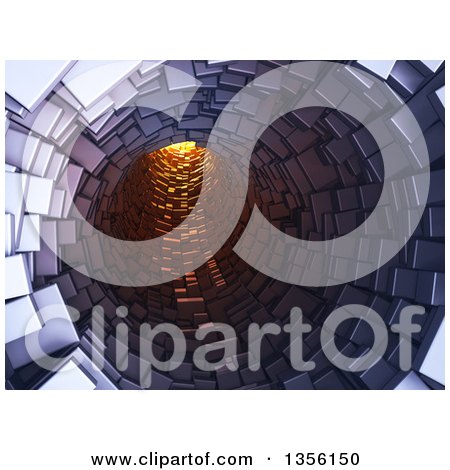 Clipart of a 3d Tunnel with Light at the End - Royalty Free Illustration by Mopic